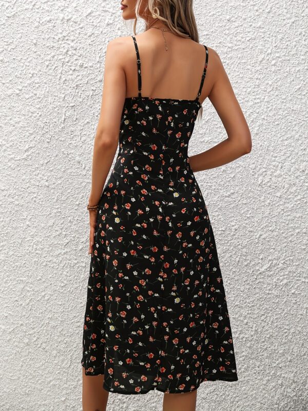 New Sexy Split Suspender Dress Polka Dot Print Summer Long Dresses For Womens Clothing - Image 4