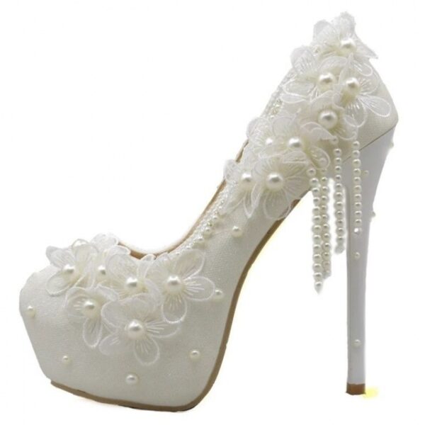 Sexy Korean Lace High Heels - Women's Flower Rhinestone Bridal Fashion - Image 7