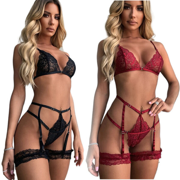 European Style Lace Cross Lingerie Set Sexy Design for Women - Image 2