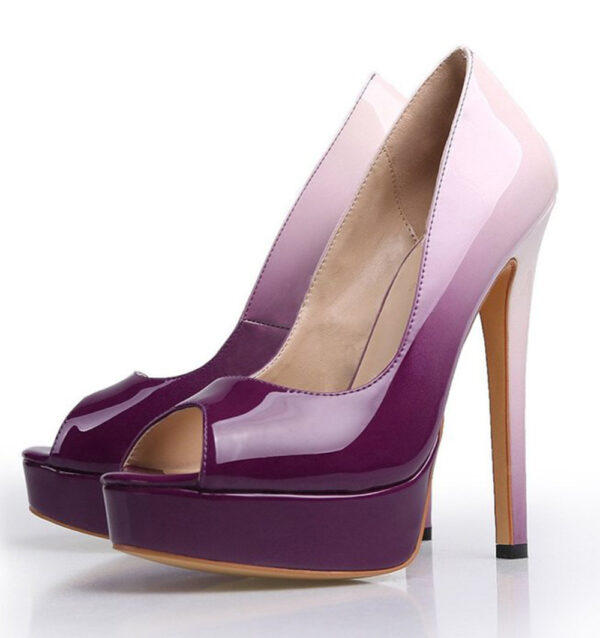 Elegant European Fishnet Gradient Heels - Sexy High-Heeled Platform Shoes for Women - Image 5