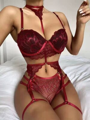 Hot Lace Three-Piece Lingerie Set Sexy Temptation Collection