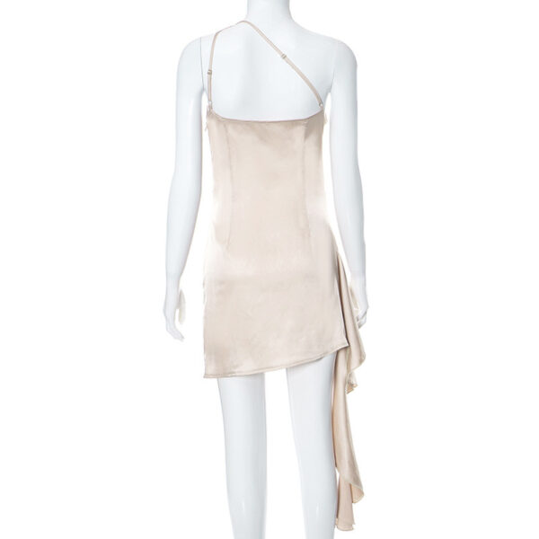One-shoulder Sleeveless Mini Dress Sexy Slim Backless Skirt Party Wedding Dresses Womens Clothing - Image 5