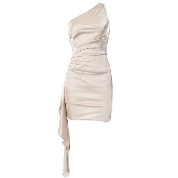 One-shoulder Sleeveless Mini Dress Sexy Slim Backless Skirt Party Wedding Dresses Womens Clothing - Image 6