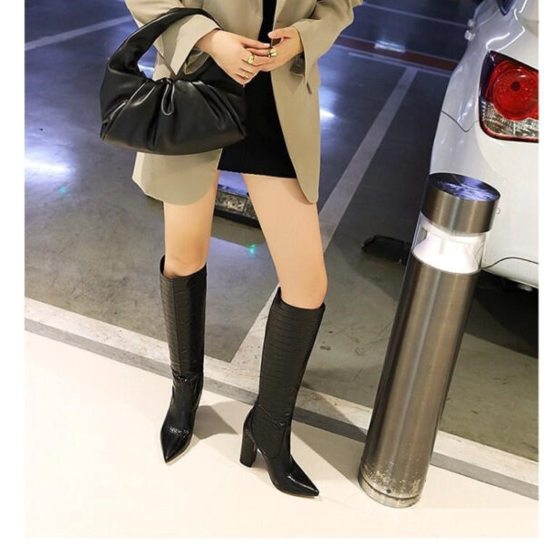 Sexy Snake Print Pointed Toe Boots - Women's Ultra High Heel Platform Boots - Image 4