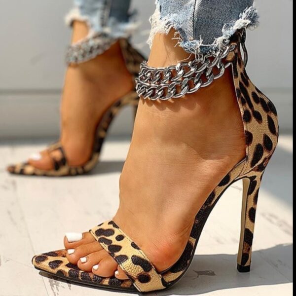 Elegant Leopard Print Women's Sandals - High Heel Summer Fashion Footwear - Image 3
