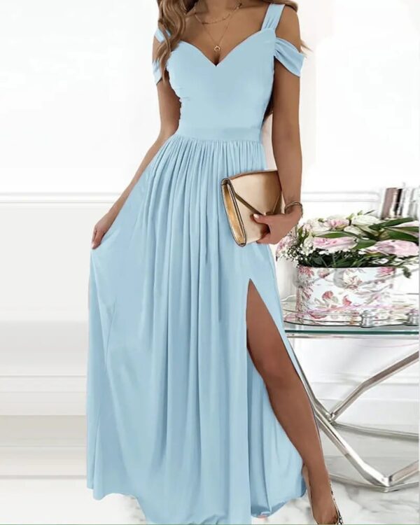 Party Beach V-neck Boho Spaghetti Strap Dress Women Split Long Flowy Dresses - Image 6