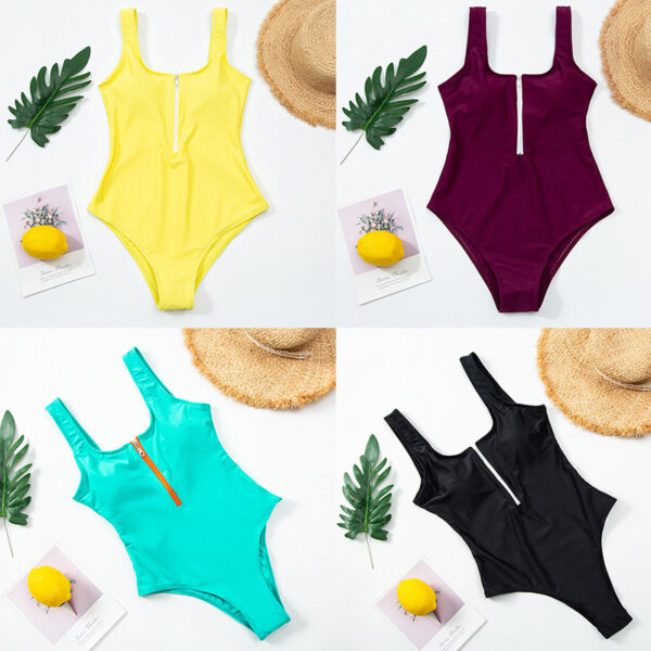 Women’s Sexy Zipper One-Piece Printed Swimsuit Beachwear - Image 7