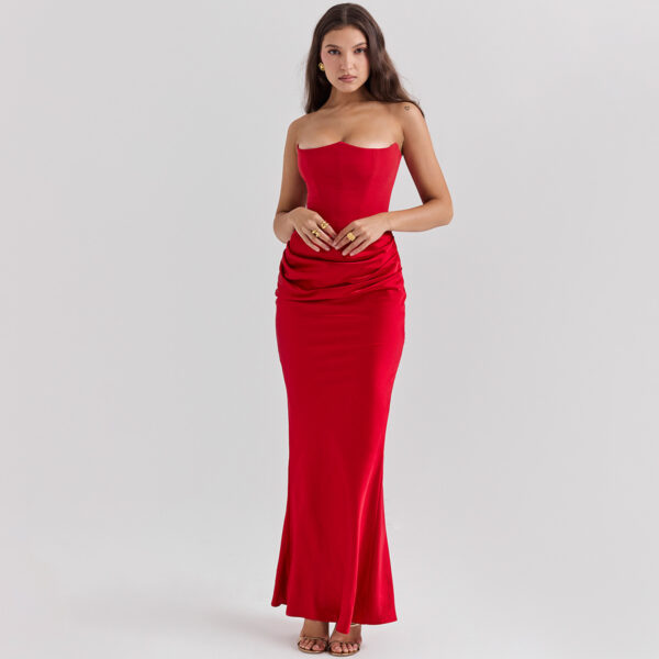 Sexy Slim Tube Top Long Dress Fashion Bandeau Backless Party Evening Dresses For Women Clothing - Image 6