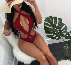 Sexy Halter Cross Solid Color Bikini Swimwear for Women New Design