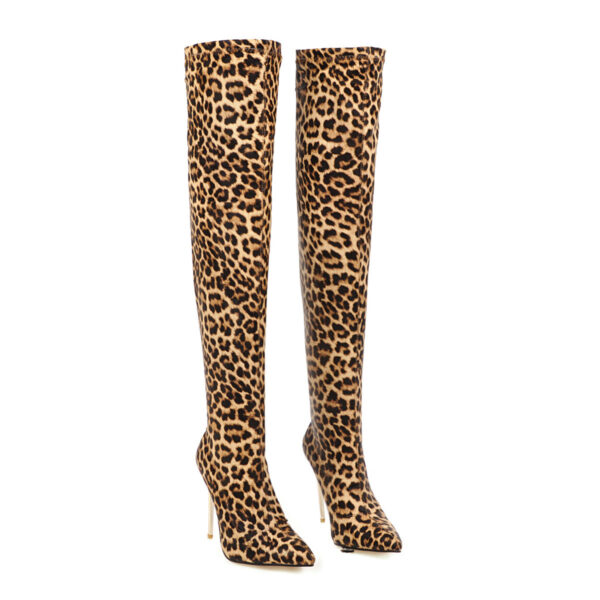 Sexy Leopard Print Over-the-Knee Boots - Plus Size Women's Ultra High Heel Shoes - Image 3