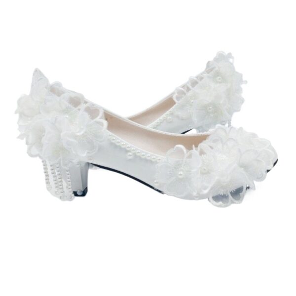 Sexy Korean Lace High Heels - Women's Flower Rhinestone Bridal Fashion - Image 4