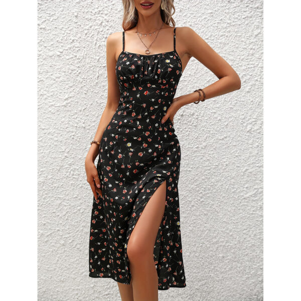 New Sexy Split Suspender Dress Polka Dot Print Summer Long Dresses For Womens Clothing - Image 2