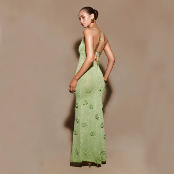 Suspenders Dress Knitted Flowers Crochet Glitter Dresses - Image 7