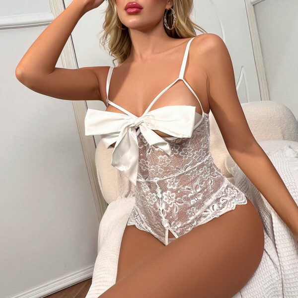 Sexy Deep V One-Piece See-Through Lingerie for Women - Image 2