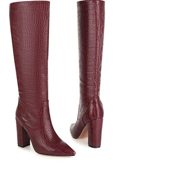 Sexy Snake Print Pointed Toe Boots - Women's Ultra High Heel Platform Boots - Image 5