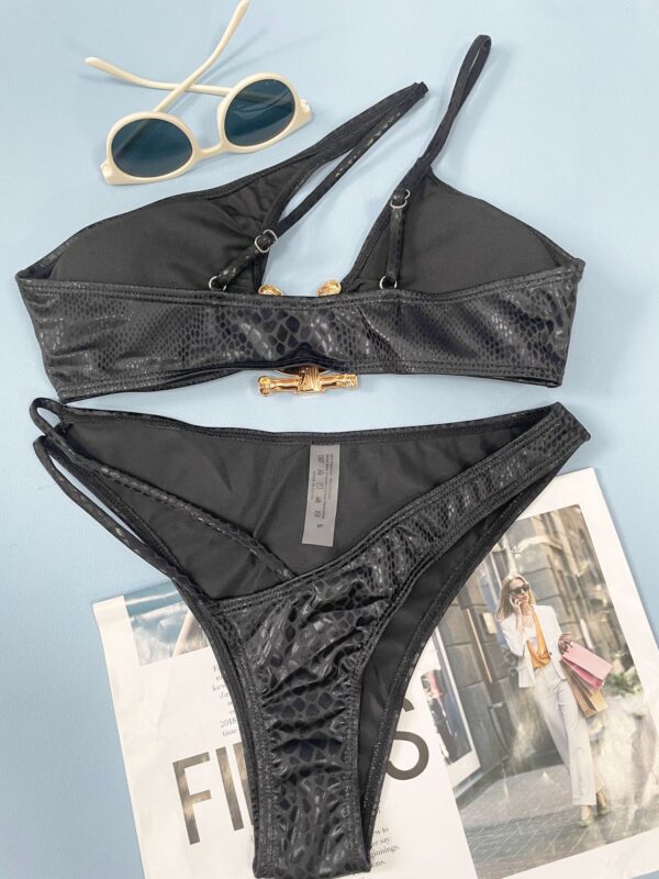 Serpentine Pattern Bikini Three Point Tight Swimsuit for Women - Image 7