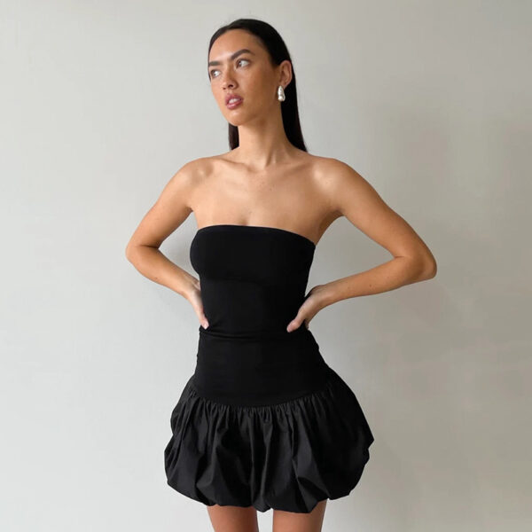 Summer Sexy Tube Dress Solid Color Pleated Skirt Fashion Short Dresses Womens Clothing - Image 8
