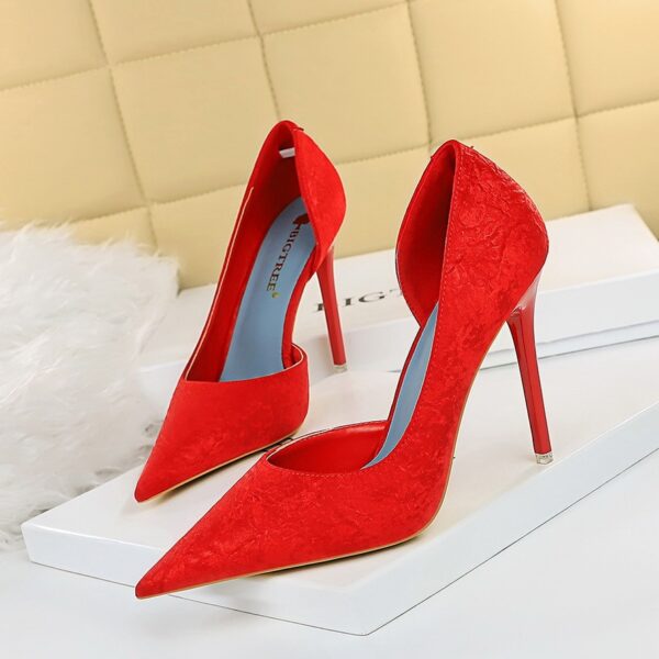 Sexy Side Cutout Stiletto Heels - Women's Ultra High Heel Pointed Toe Shoes
