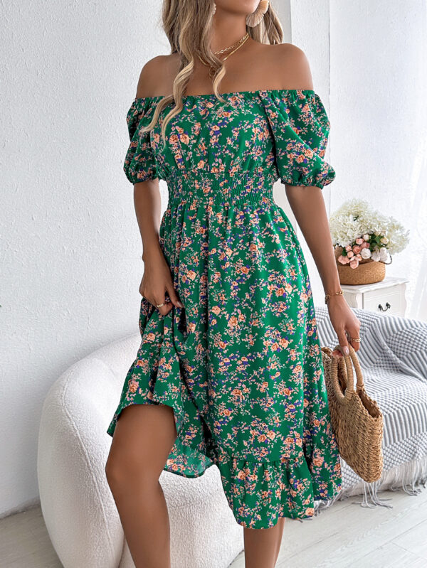 Summer Fashion Floral Print Square Collar Dress Ruffles Dresses Women's Clothing - Image 4