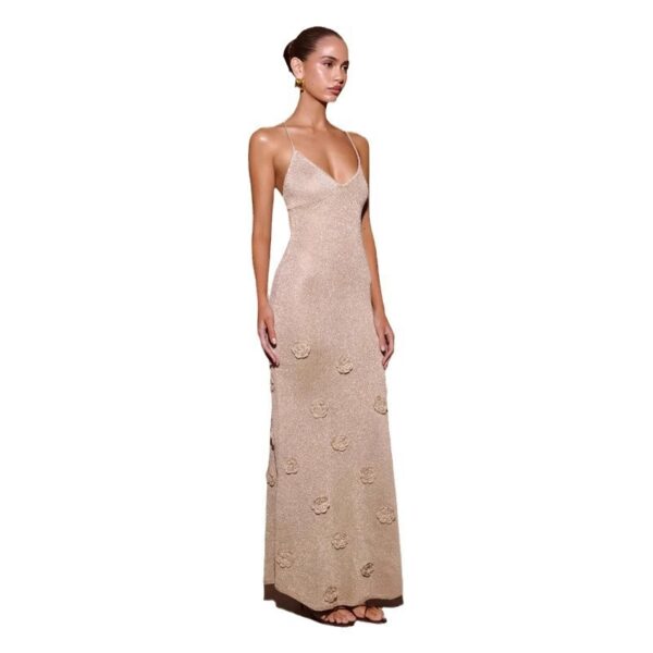 Suspenders Dress Knitted Flowers Crochet Glitter Dresses - Image 4