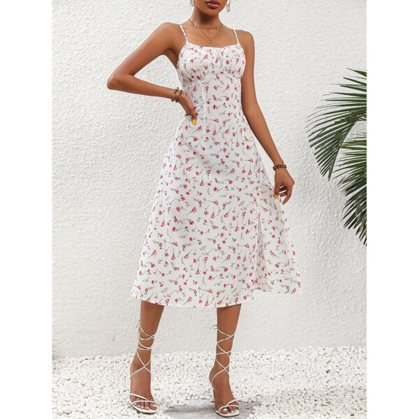 New Sexy Split Suspender Dress Polka Dot Print Summer Long Dresses For Womens Clothing - Image 5