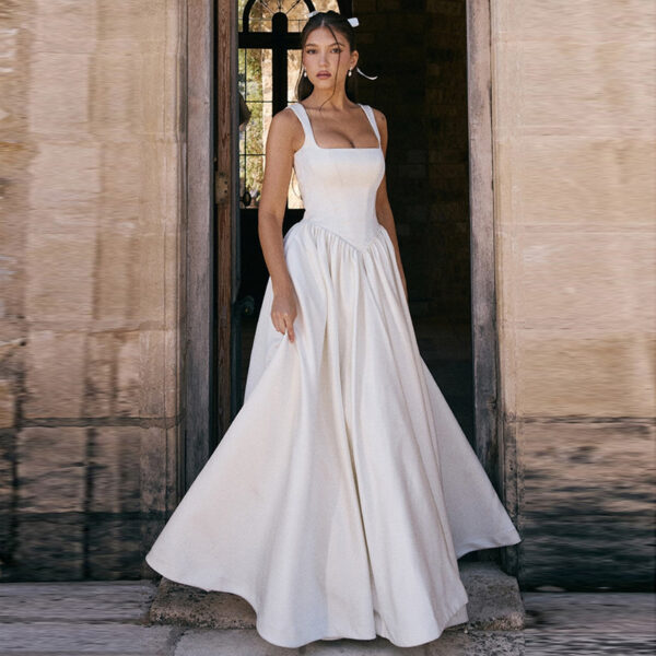 Elegant Slim-fit Dress Solid Color Women’s Fashion