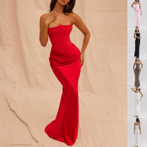 Sexy Slim Tube Top Long Dress Fashion Bandeau Backless Party Evening Dresses For Women Clothing
