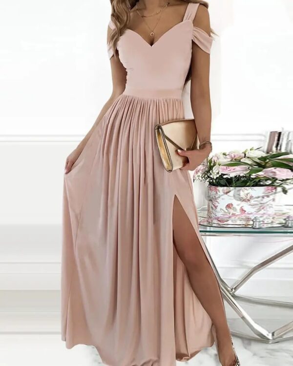 Party Beach V-neck Boho Spaghetti Strap Dress Women Split Long Flowy Dresses - Image 9