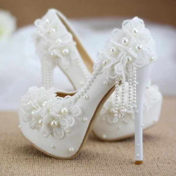 Sexy Korean Lace High Heels - Women's Flower Rhinestone Bridal Fashion - Image 6