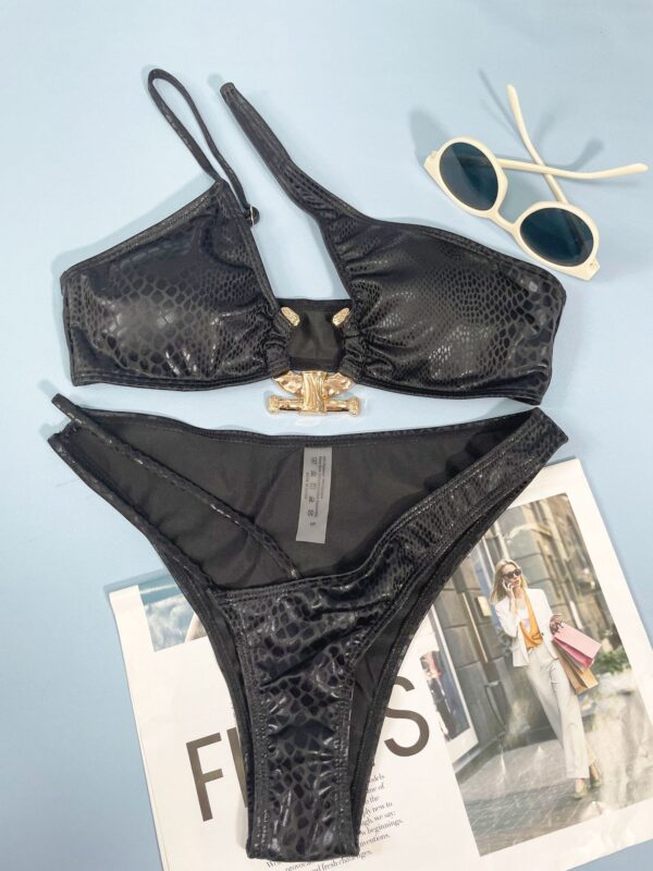 Serpentine Pattern Bikini Three Point Tight Swimsuit for Women - Image 4