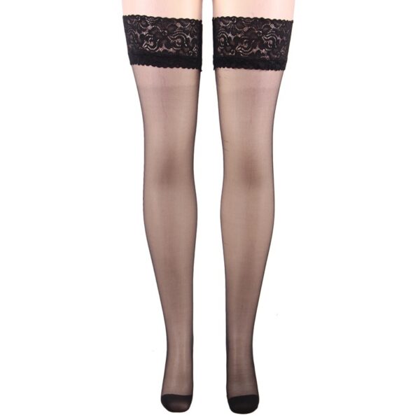 Silicone Non-slip Wide Lace High Tube Sling Women’s Stockings - Image 4