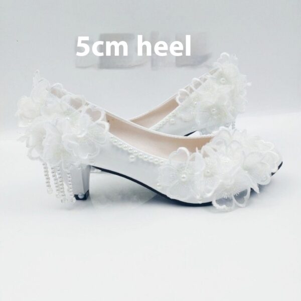 Sexy Korean Lace High Heels - Women's Flower Rhinestone Bridal Fashion - Image 3