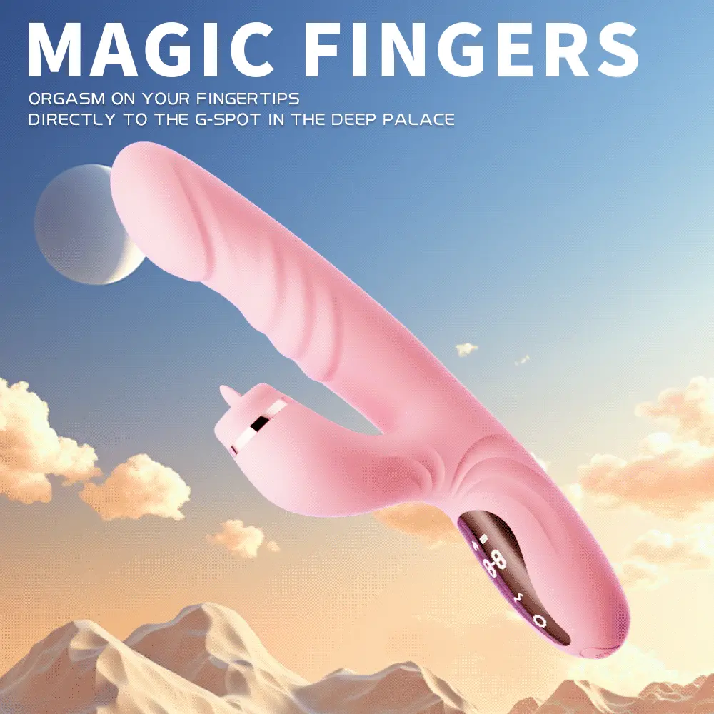 Heating Dual Vibrator with Sucking & Retractable Function for Women – Adult Sex Toy