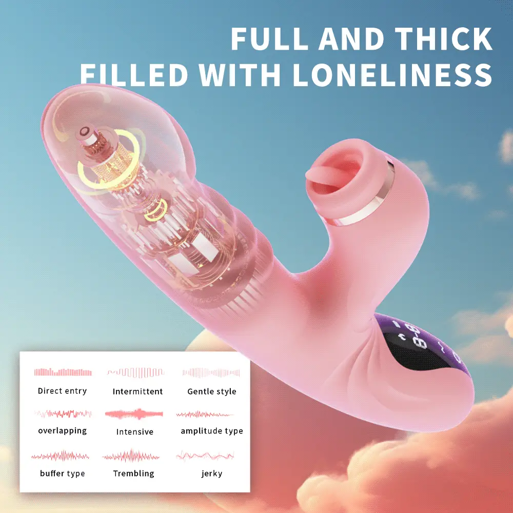 Heating Dual Vibrator with Sucking & Retractable Function for Women – Adult Sex Toy - Image 3